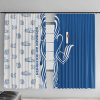 Busingen am Hochrhein Germany Window Curtain with Swan Pattern and Blue White Heart Design - Wonder Print Shop