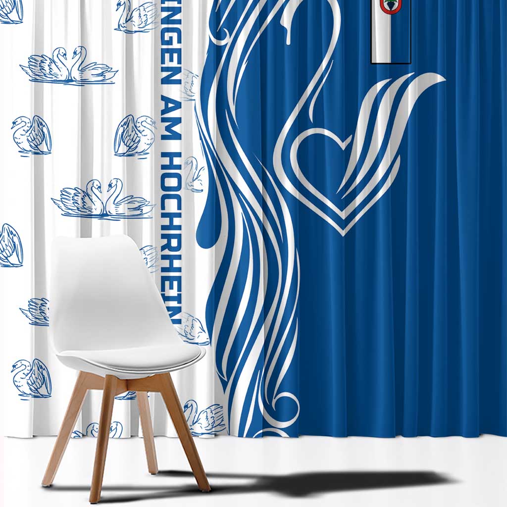 Busingen am Hochrhein Germany Window Curtain with Swan Pattern and Blue White Heart Design - Wonder Print Shop