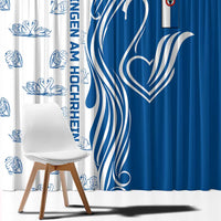 Busingen am Hochrhein Germany Window Curtain with Swan Pattern and Blue White Heart Design - Wonder Print Shop