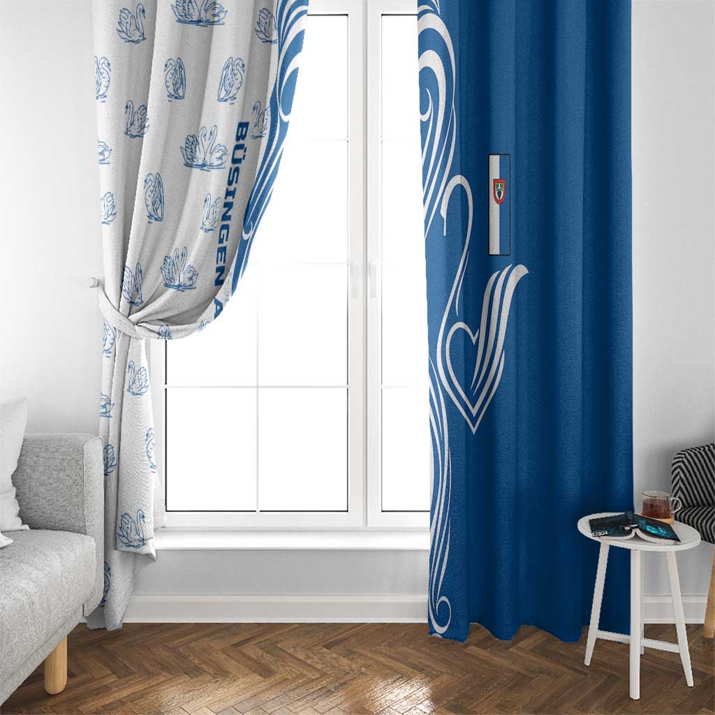 Busingen am Hochrhein Germany Window Curtain with Swan Pattern and Blue White Heart Design - Wonder Print Shop