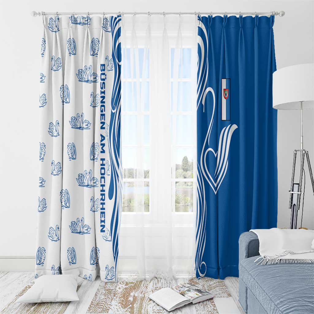 Busingen am Hochrhein Germany Window Curtain with Swan Pattern and Blue White Heart Design - Wonder Print Shop