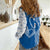 Busingen am Hochrhein Germany Women Casual Shirt with Swan Pattern and Blue White Heart Design - Wonder Print Shop