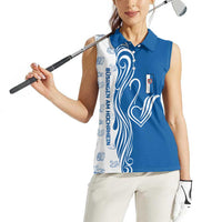 Busingen am Hochrhein Germany Women Sleeveless Polo Shirt with Swan Pattern and Blue White Heart Design - Wonder Print Shop