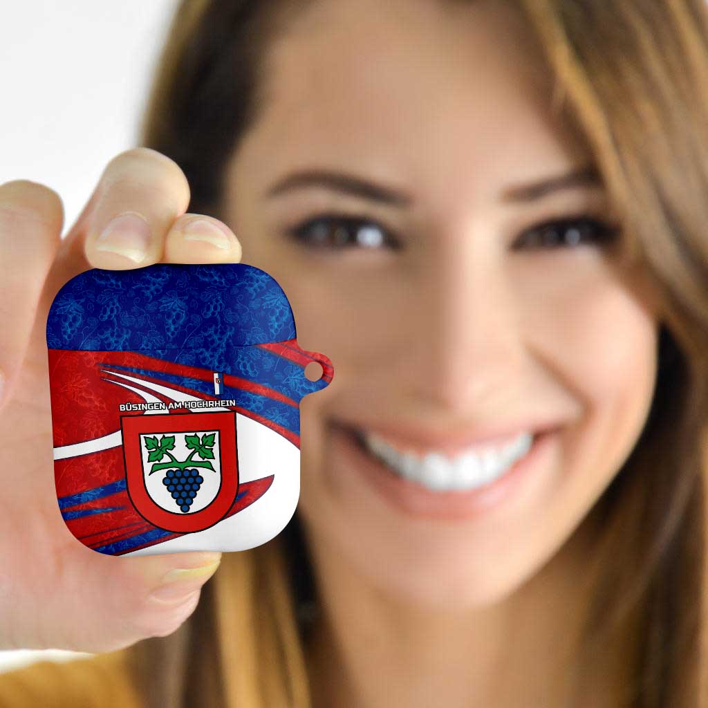 Busingen am Hochrhein Germany AirPods Case with Grape Crest Design and Red Blue Wine Theme - Wonder Print Shop