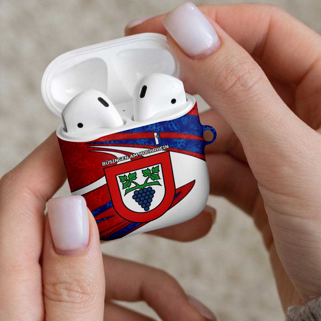 Busingen am Hochrhein Germany AirPods Case with Grape Crest Design and Red Blue Wine Theme - Wonder Print Shop