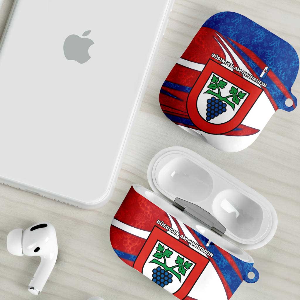Busingen am Hochrhein Germany AirPods Case with Grape Crest Design and Red Blue Wine Theme - Wonder Print Shop