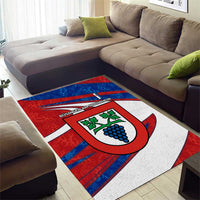 Busingen am Hochrhein Germany Area Rug with Grape Crest Design and Red Blue Wine Theme - Wonder Print Shop