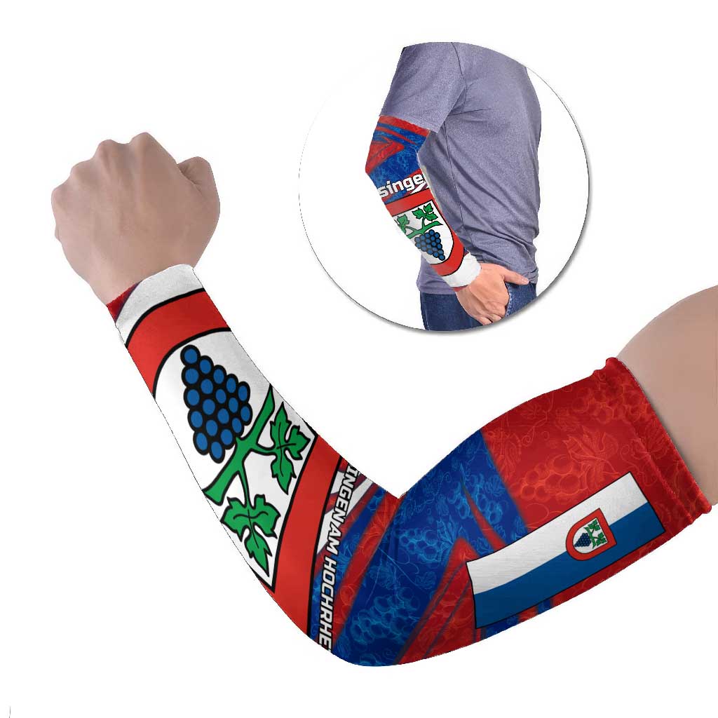 Busingen am Hochrhein Germany Arm Sleeves with Grape Crest Design and Red Blue Wine Theme - Wonder Print Shop