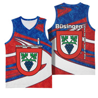 Busingen am Hochrhein Germany Basketball Jersey with Grape Crest Design and Red Blue Wine Theme - Wonder Print Shop