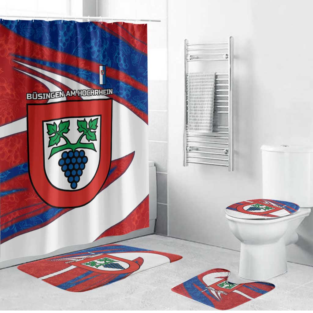 Busingen am Hochrhein Germany Bathroom Set with Grape Crest Design and Red Blue Wine Theme - Wonder Print Shop