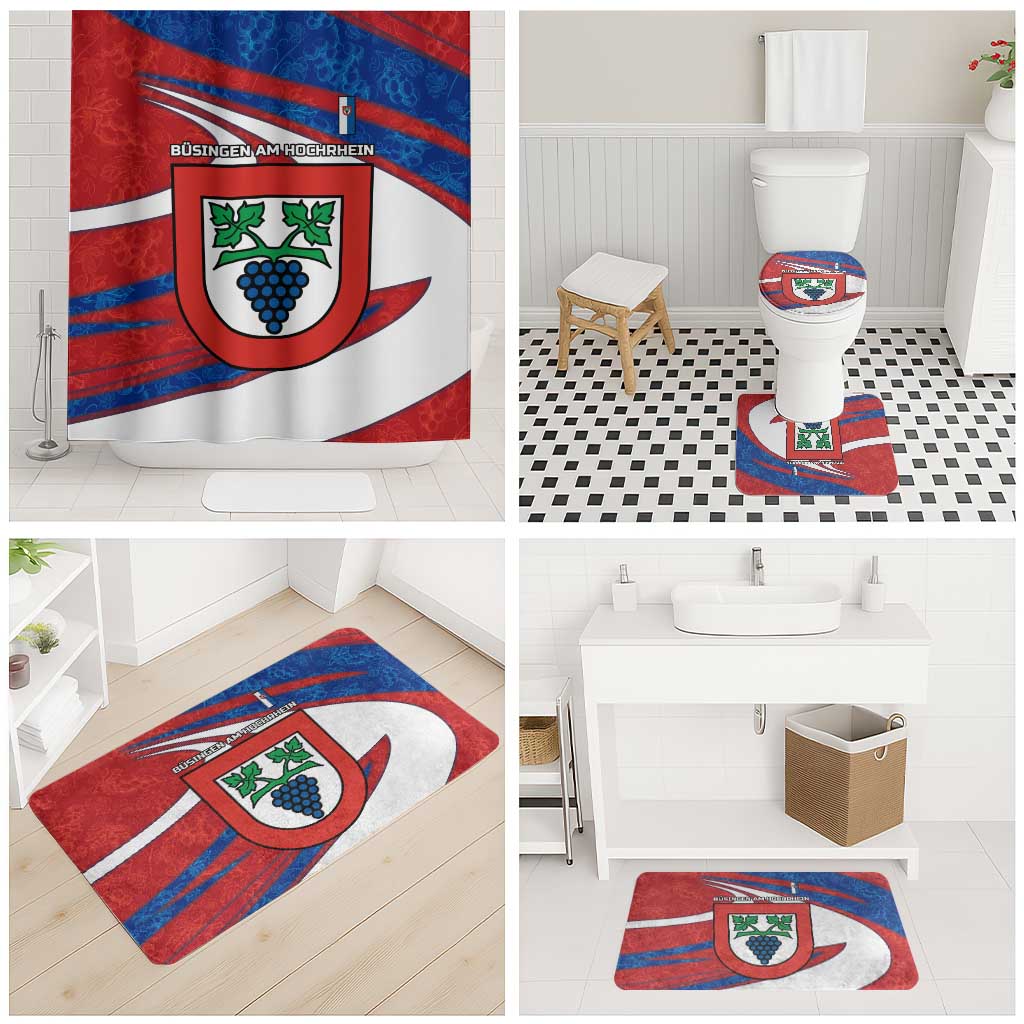 Busingen am Hochrhein Germany Bathroom Set with Grape Crest Design and Red Blue Wine Theme - Wonder Print Shop