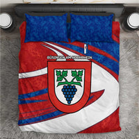 Busingen am Hochrhein Germany Bedding Set with Grape Crest Design and Red Blue Wine Theme - Wonder Print Shop