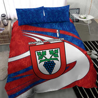 Busingen am Hochrhein Germany Bedding Set with Grape Crest Design and Red Blue Wine Theme - Wonder Print Shop