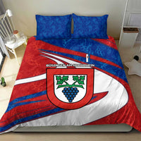 Busingen am Hochrhein Germany Bedding Set with Grape Crest Design and Red Blue Wine Theme - Wonder Print Shop