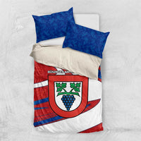 Busingen am Hochrhein Germany Bedding Set with Grape Crest Design and Red Blue Wine Theme - Wonder Print Shop