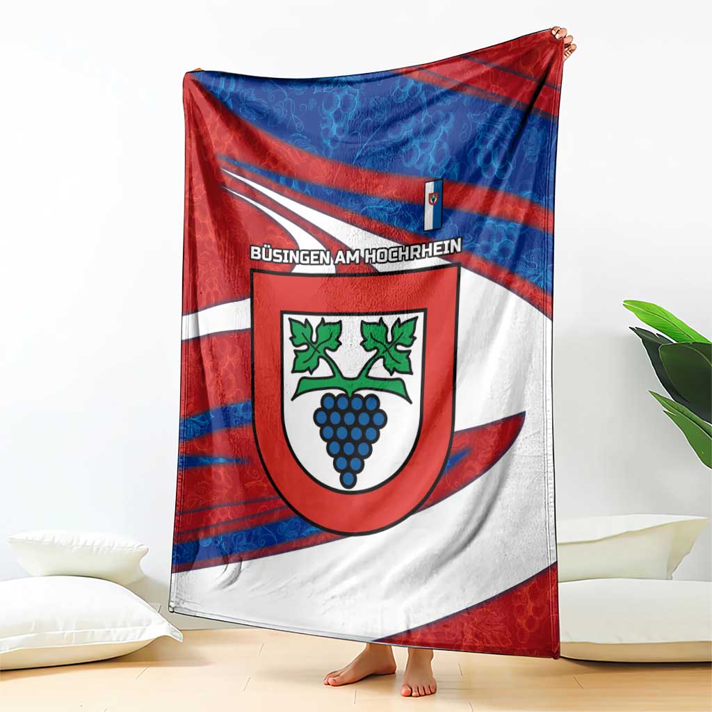 Busingen am Hochrhein Germany Blanket with Grape Crest Design and Red Blue Wine Theme - Wonder Print Shop