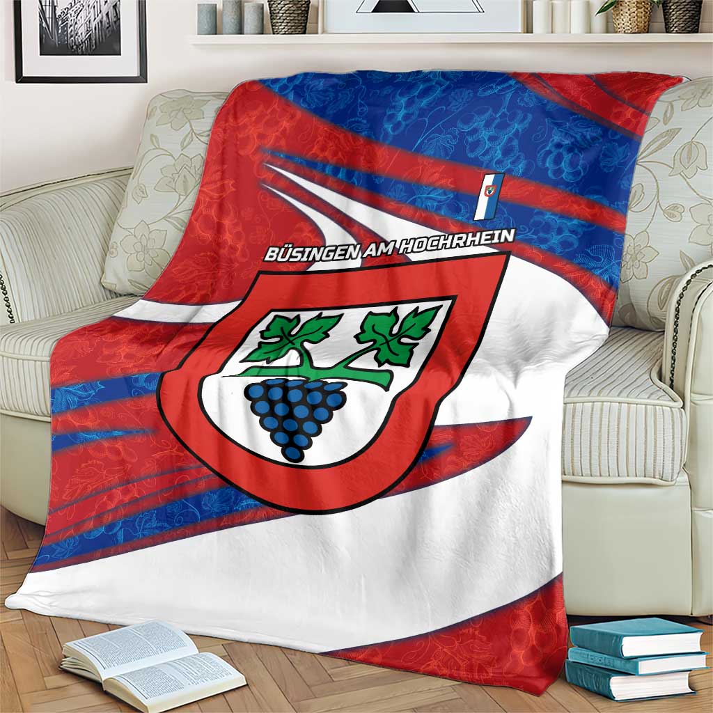 Busingen am Hochrhein Germany Blanket with Grape Crest Design and Red Blue Wine Theme - Wonder Print Shop