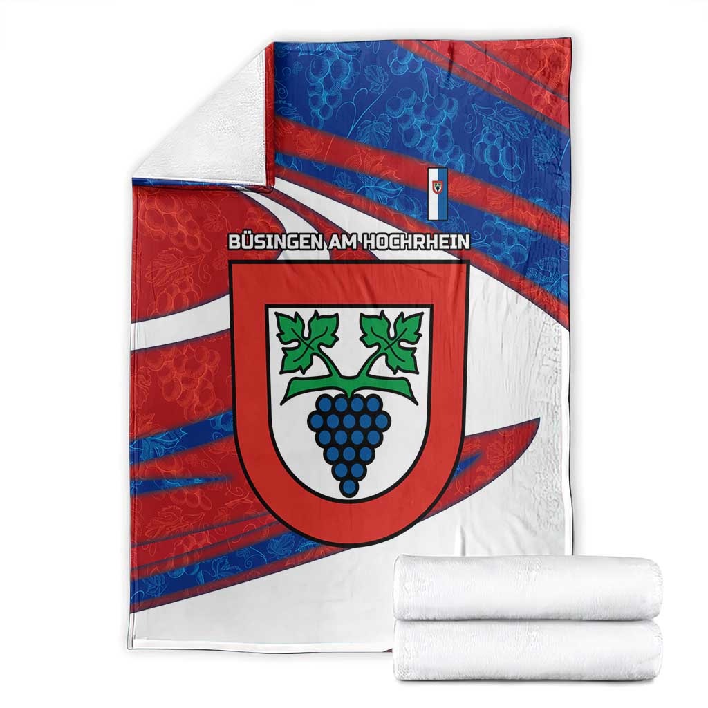 Busingen am Hochrhein Germany Blanket with Grape Crest Design and Red Blue Wine Theme - Wonder Print Shop
