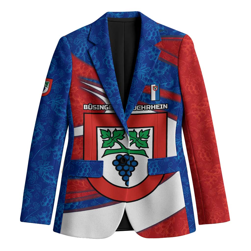 Busingen am Hochrhein Germany Blazer with Grape Crest Design and Red Blue Wine Theme - Wonder Print Shop