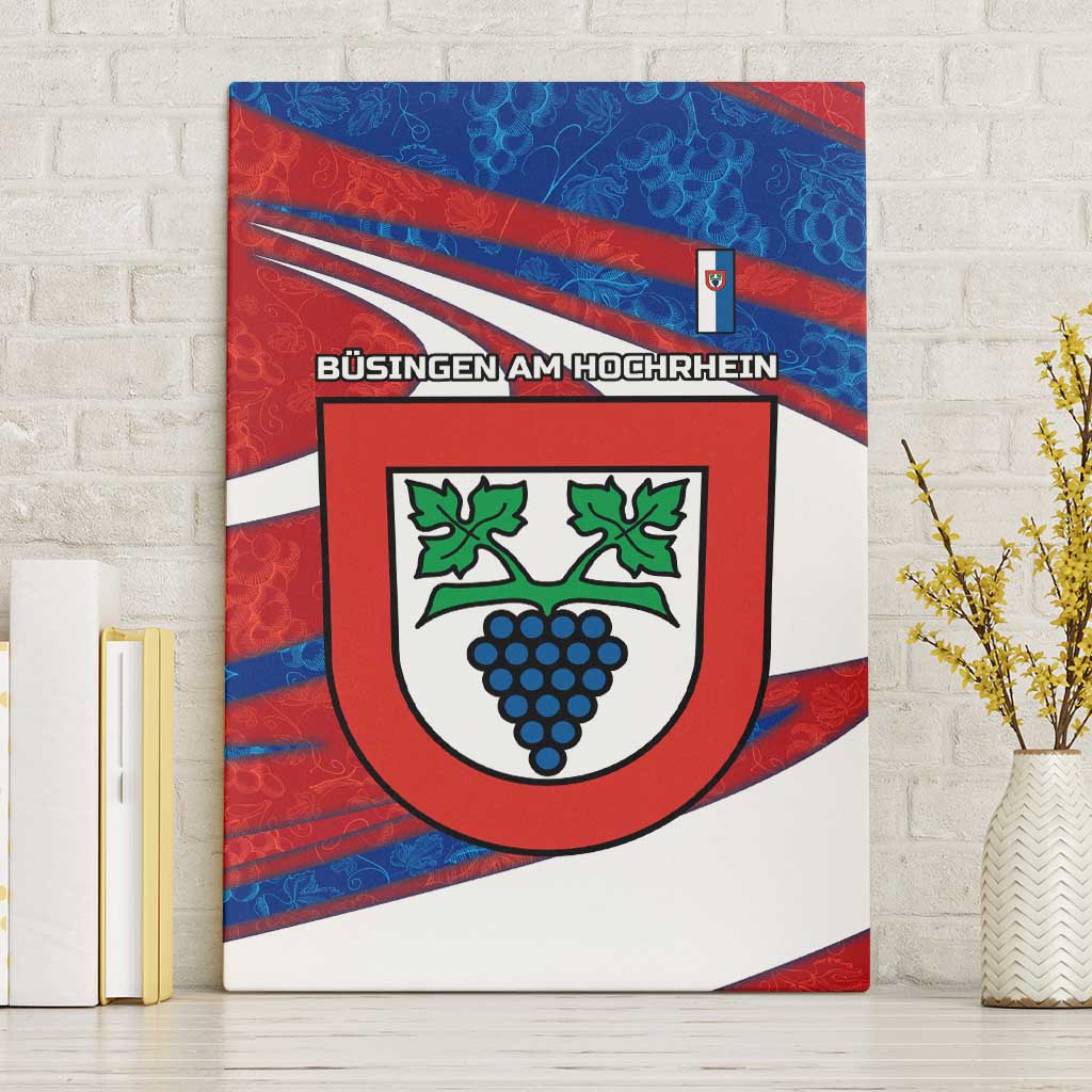 Busingen am Hochrhein Germany Canvas Wall Art with Grape Crest Design and Red Blue Wine Theme - Wonder Print Shop