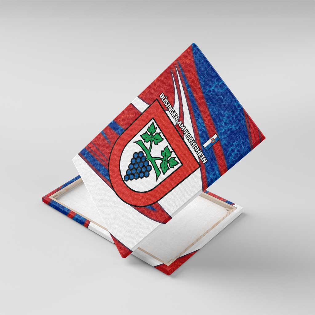 Busingen am Hochrhein Germany Canvas Wall Art with Grape Crest Design and Red Blue Wine Theme - Wonder Print Shop