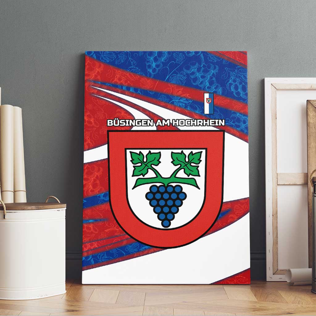 Busingen am Hochrhein Germany Canvas Wall Art with Grape Crest Design and Red Blue Wine Theme - Wonder Print Shop