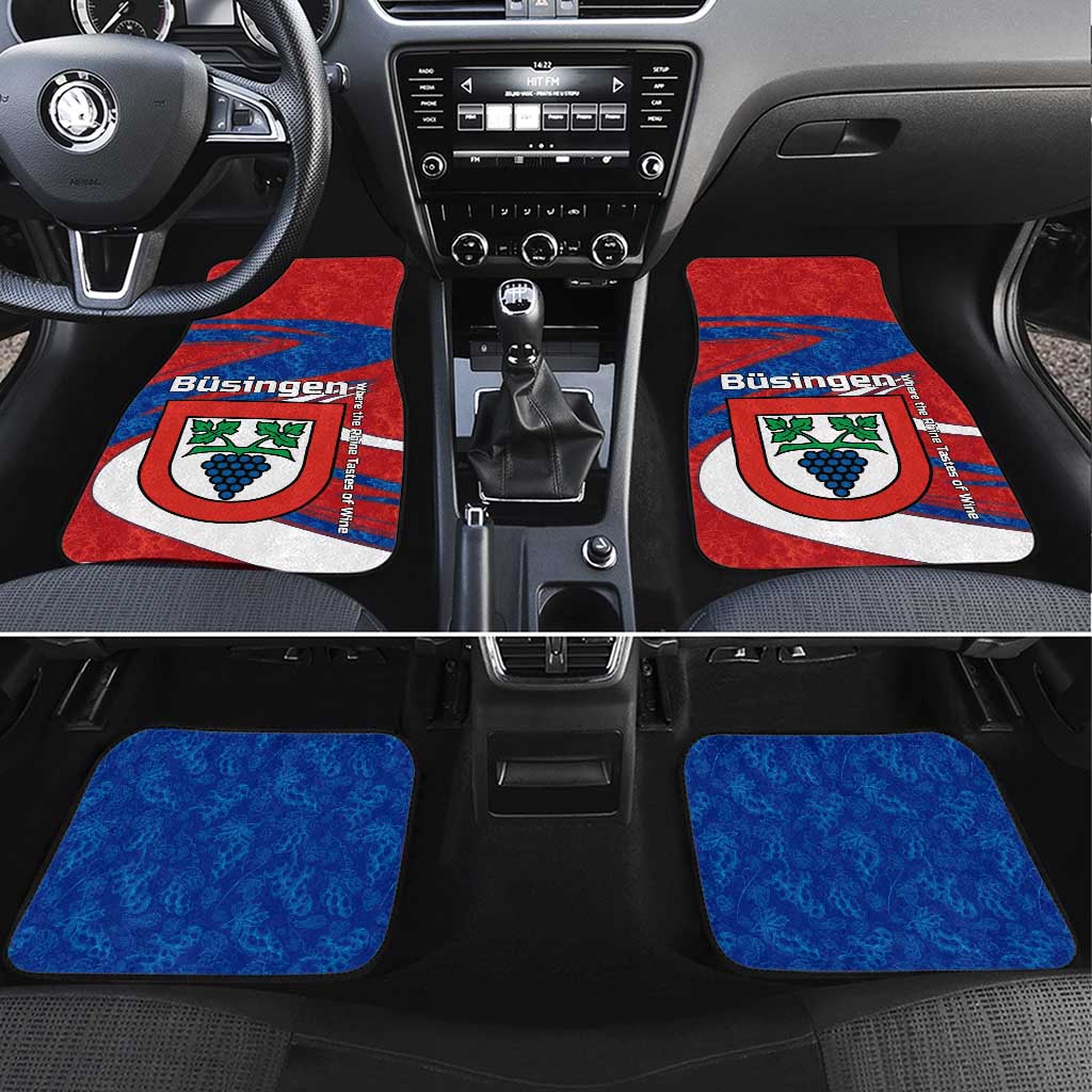 Busingen am Hochrhein Germany Car Mats with Grape Crest Design and Red Blue Wine Theme - Wonder Print Shop