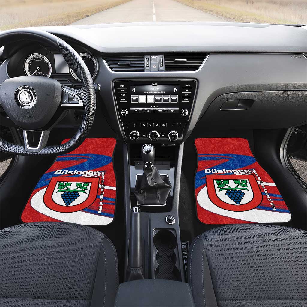 Busingen am Hochrhein Germany Car Mats with Grape Crest Design and Red Blue Wine Theme - Wonder Print Shop