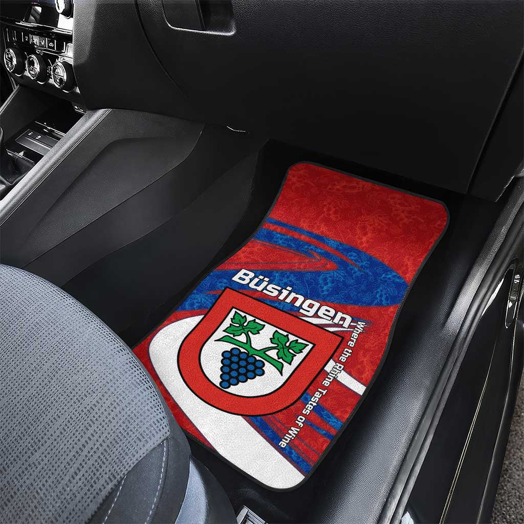 Busingen am Hochrhein Germany Car Mats with Grape Crest Design and Red Blue Wine Theme - Wonder Print Shop