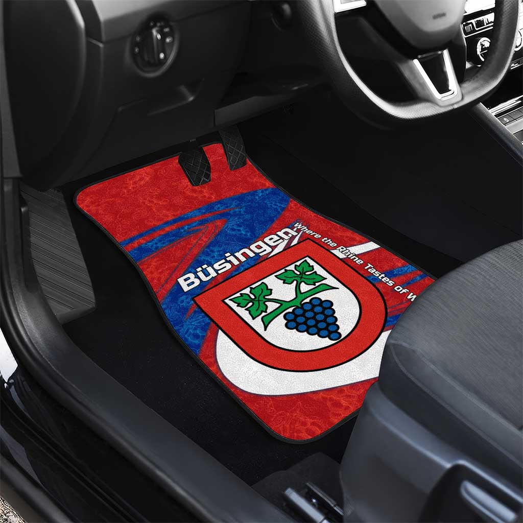 Busingen am Hochrhein Germany Car Mats with Grape Crest Design and Red Blue Wine Theme - Wonder Print Shop