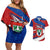 Busingen am Hochrhein Germany Couples Matching Off Shoulder Short Dress and Hawaiian Shirt with Grape Crest Design and Red Blue Wine Theme - Wonder Print Shop