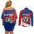 Busingen am Hochrhein Germany Couples Matching Off Shoulder Short Dress and Long Sleeve Button Shirt with Grape Crest Design and Red Blue Wine Theme - Wonder Print Shop