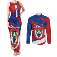 Busingen am Hochrhein Germany Couples Matching Tank Maxi Dress and Long Sleeve Button Shirt with Grape Crest Design and Red Blue Wine Theme - Wonder Print Shop