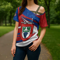 Busingen am Hochrhein Germany Cross Shoulder Shirt with Grape Crest Design and Red Blue Wine Theme - Wonder Print Shop