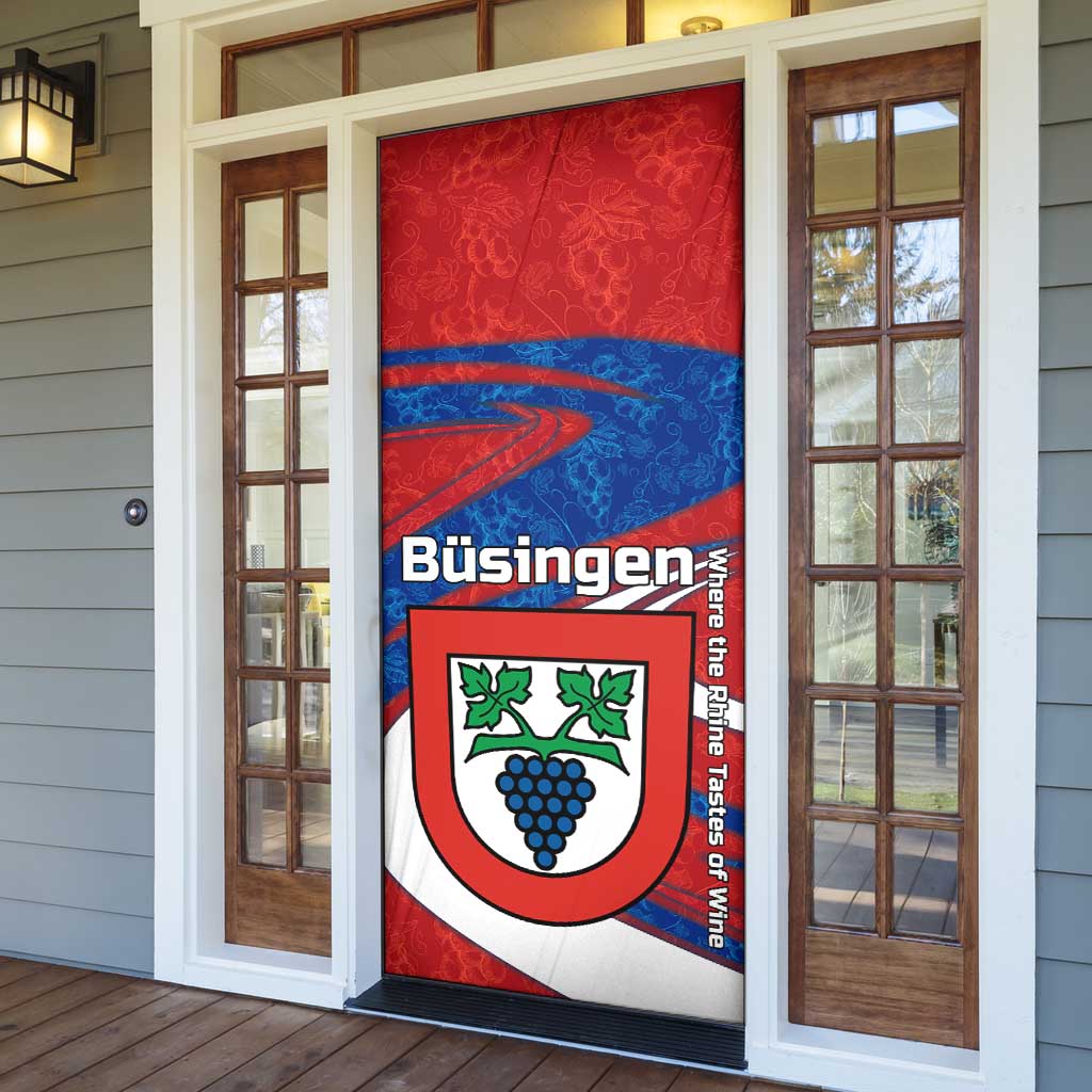 Busingen am Hochrhein Germany Door Cover with Grape Crest Design and Red Blue Wine Theme - Wonder Print Shop