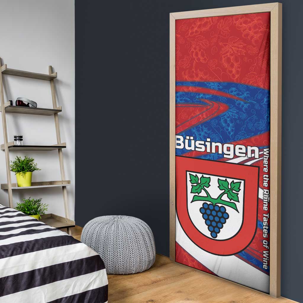 Busingen am Hochrhein Germany Door Cover with Grape Crest Design and Red Blue Wine Theme - Wonder Print Shop