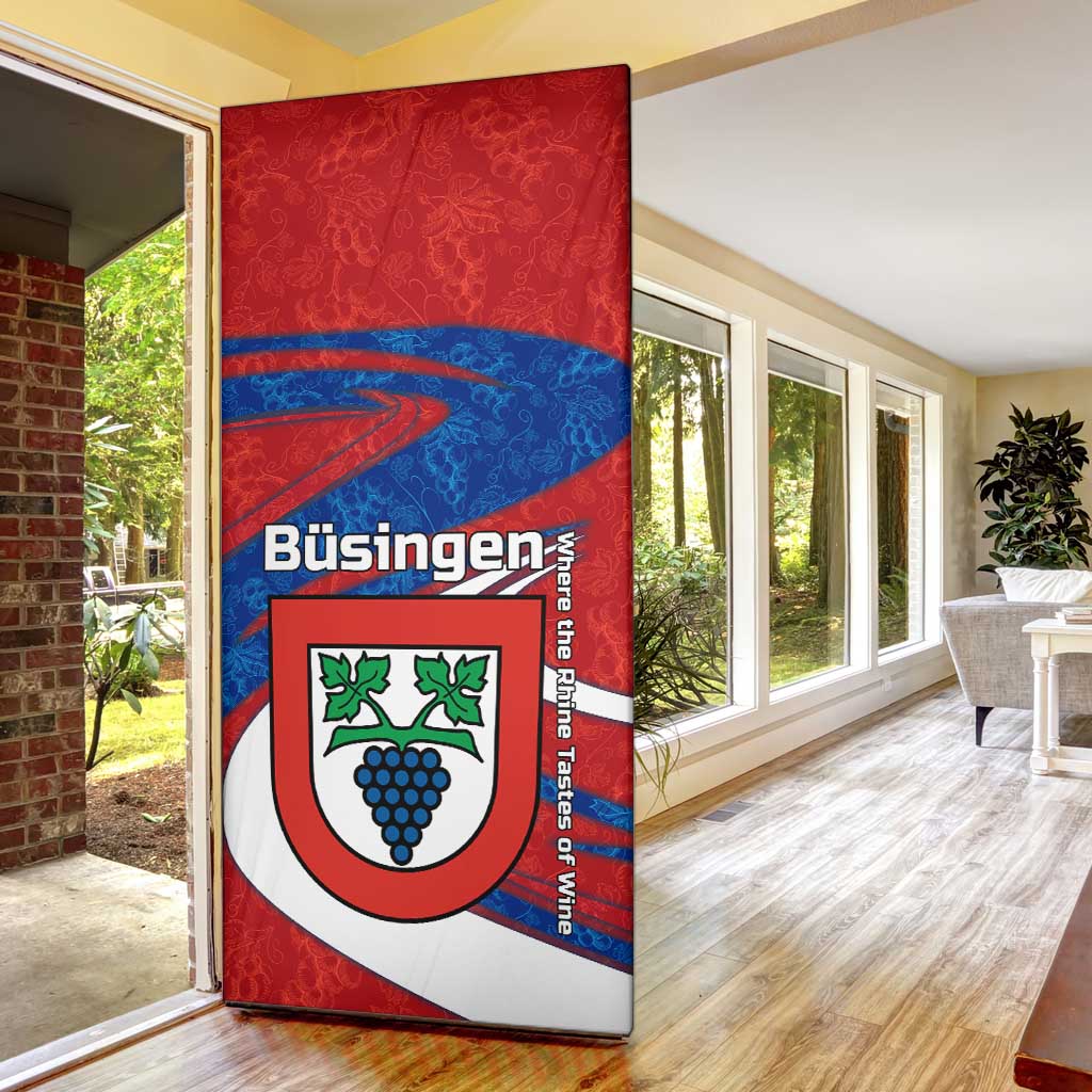 Busingen am Hochrhein Germany Door Cover with Grape Crest Design and Red Blue Wine Theme - Wonder Print Shop