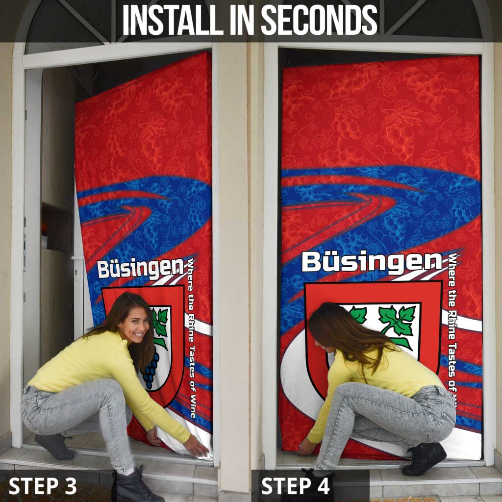 Busingen am Hochrhein Germany Door Cover with Grape Crest Design and Red Blue Wine Theme - Wonder Print Shop
