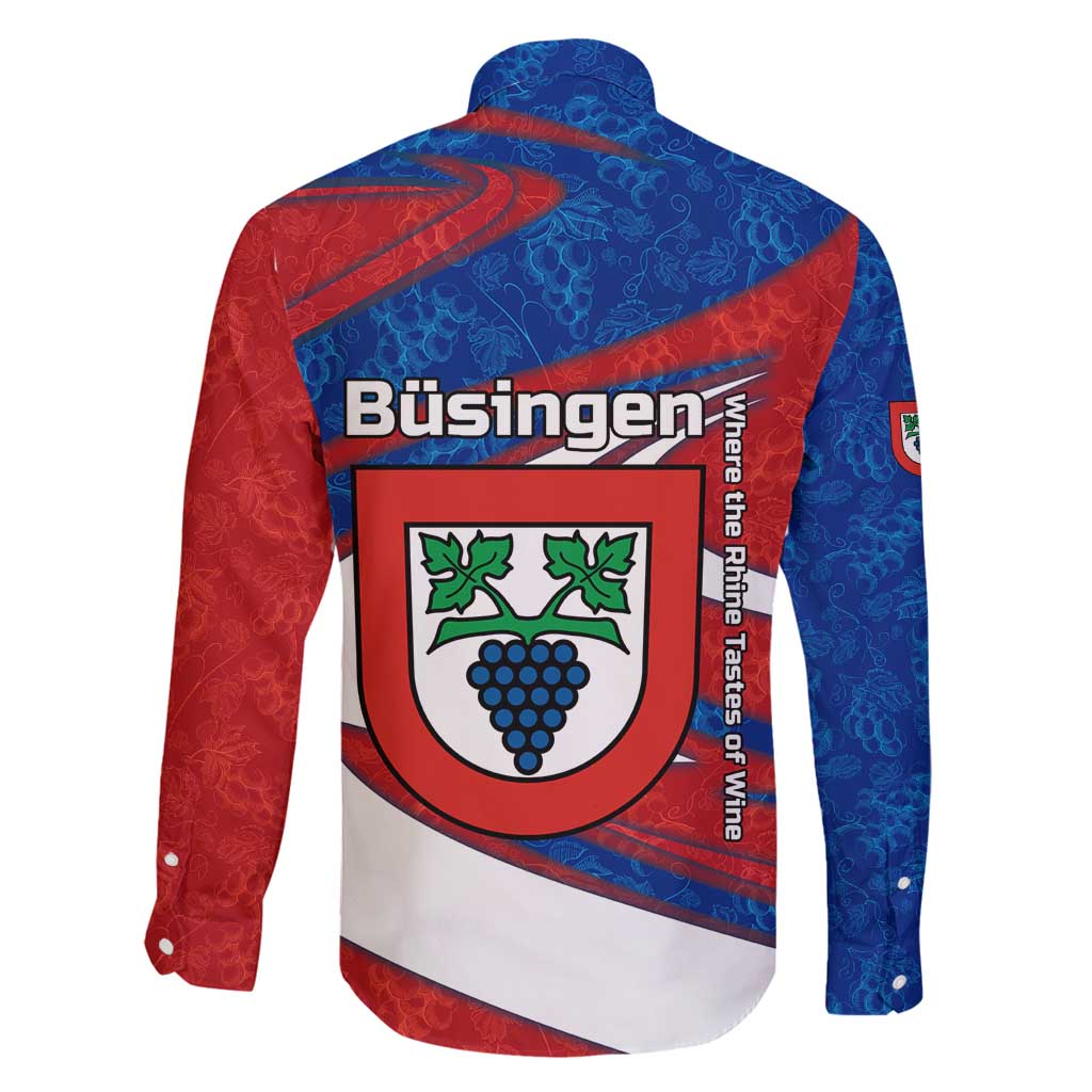 Busingen am Hochrhein Germany Family Matching Off Shoulder Maxi Dress and Hawaiian Shirt with Grape Crest Design and Red Blue Wine Theme - Wonder Print Shop