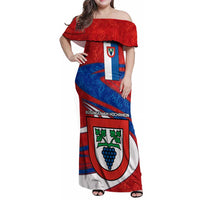 Busingen am Hochrhein Germany Family Matching Off Shoulder Maxi Dress and Hawaiian Shirt with Grape Crest Design and Red Blue Wine Theme - Wonder Print Shop