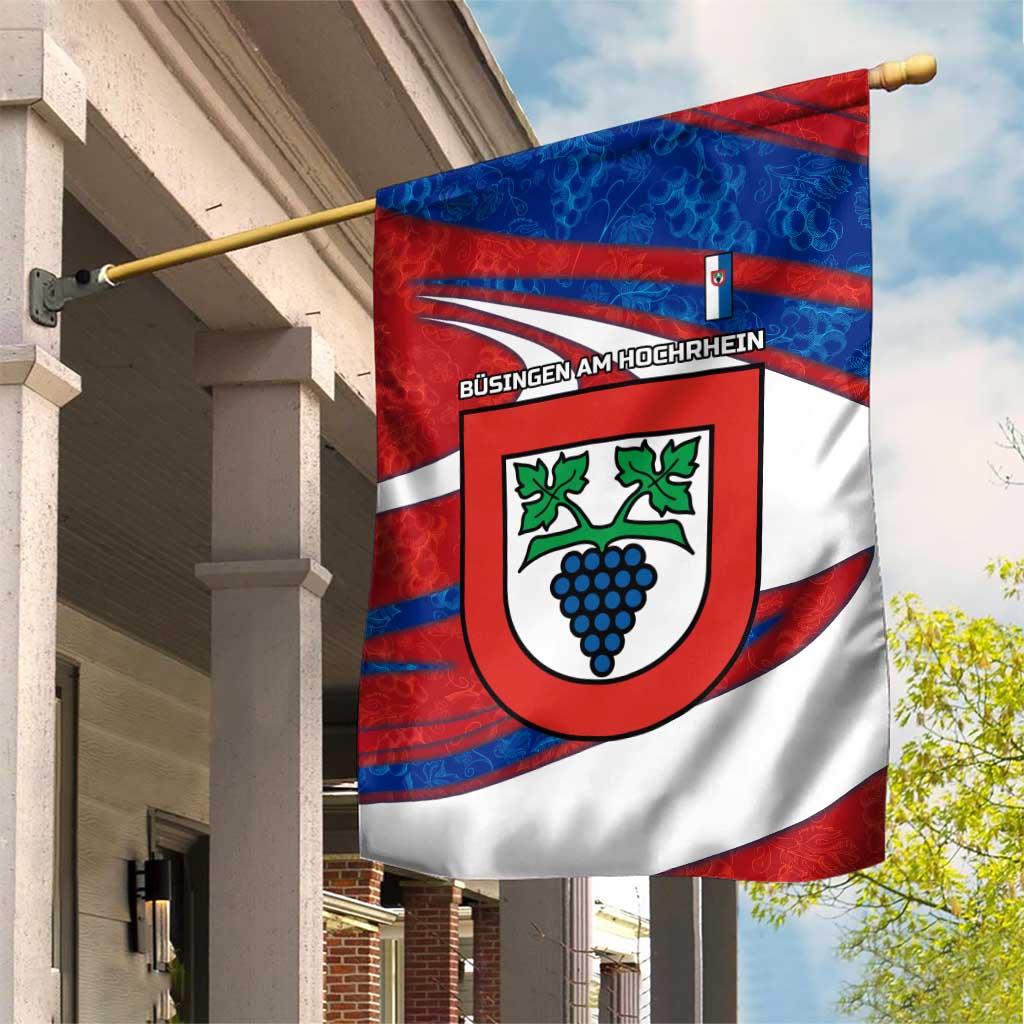 Busingen am Hochrhein Germany Garden Flag with Grape Crest Design and Red Blue Wine Theme - Wonder Print Shop