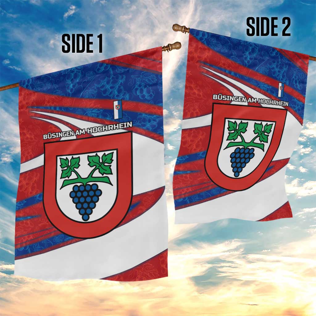 Busingen am Hochrhein Germany Garden Flag with Grape Crest Design and Red Blue Wine Theme - Wonder Print Shop