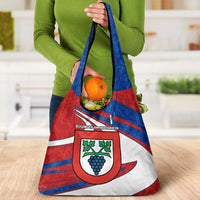 Busingen am Hochrhein Germany Grocery Bag with Grape Crest Design and Red Blue Wine Theme - Wonder Print Shop