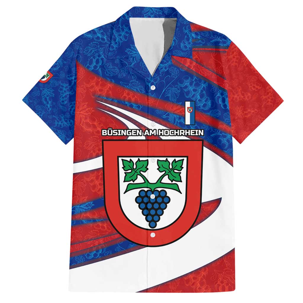 Busingen am Hochrhein Germany Hawaiian Shirt with Grape Crest Design and Red Blue Wine Theme - Wonder Print Shop