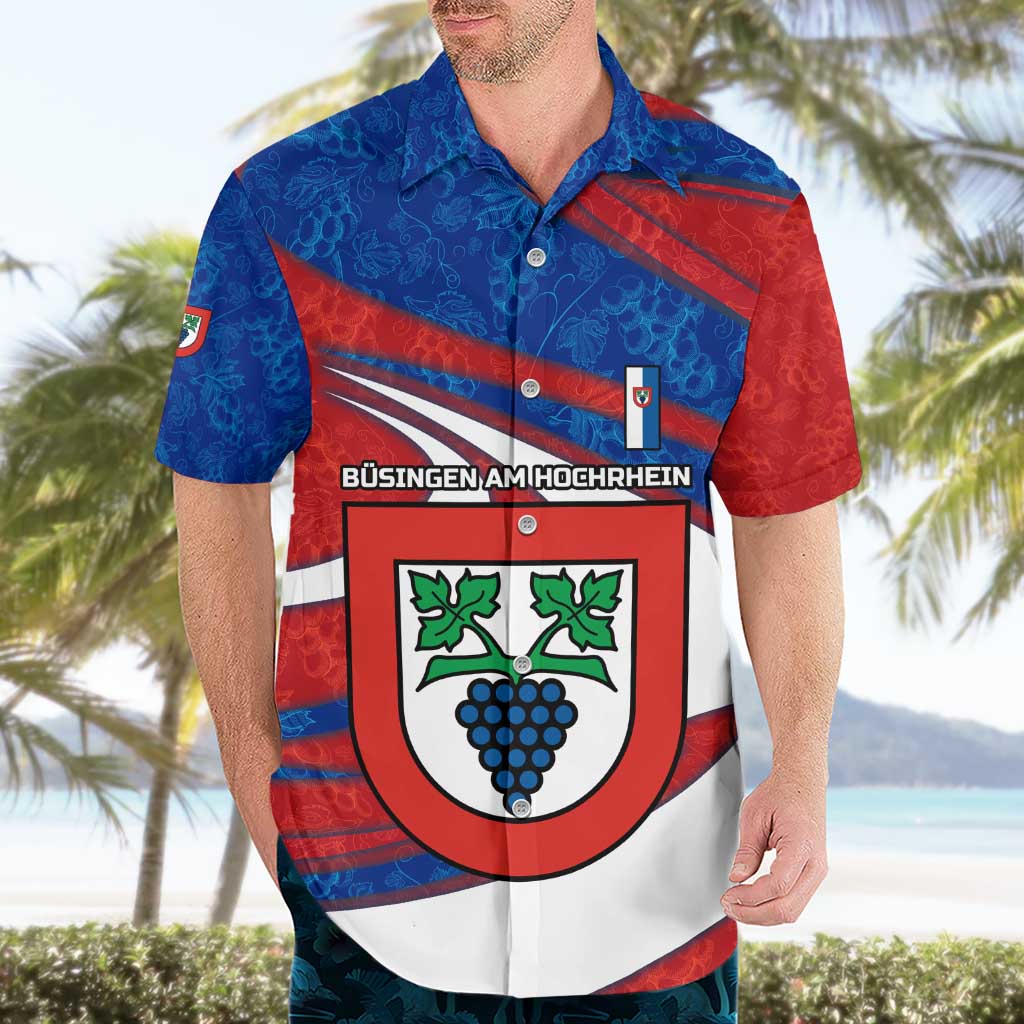 Busingen am Hochrhein Germany Hawaiian Shirt with Grape Crest Design and Red Blue Wine Theme - Wonder Print Shop