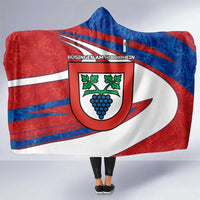 Busingen am Hochrhein Germany Hooded Blanket with Grape Crest Design and Red Blue Wine Theme - Wonder Print Shop