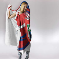 Busingen am Hochrhein Germany Hooded Blanket with Grape Crest Design and Red Blue Wine Theme - Wonder Print Shop