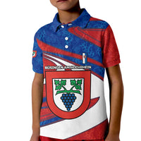 Busingen am Hochrhein Germany Kid Polo Shirt with Grape Crest Design and Red Blue Wine Theme - Wonder Print Shop