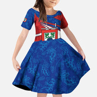 Busingen am Hochrhein Germany Kid Short Sleeve Dress with Grape Crest Design and Red Blue Wine Theme - Wonder Print Shop