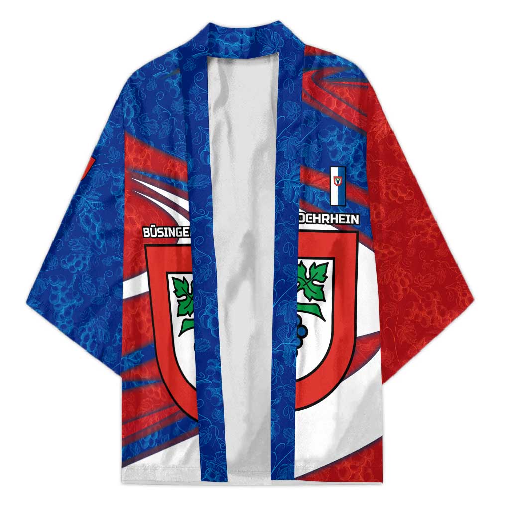 Busingen am Hochrhein Germany Kimono with Grape Crest Design and Red Blue Wine Theme - Wonder Print Shop